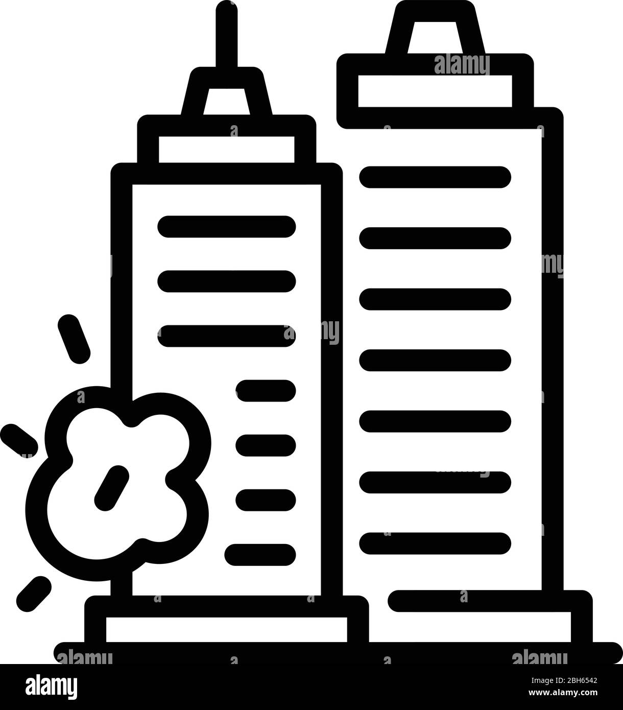 Demolition sky towers icon, outline style Stock Vector