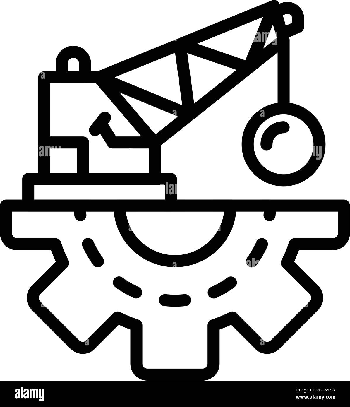 Demolition crane icon, outline style Stock Vector