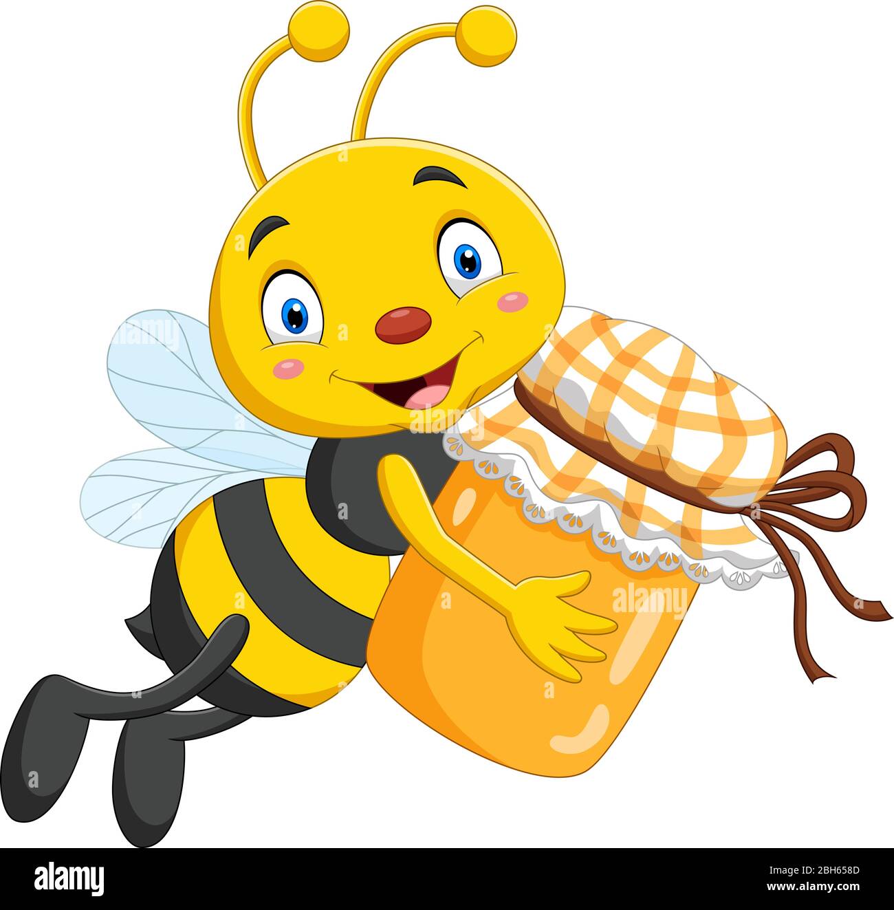 Cartoon Little Bee Holding Honey Jar Stock Vector Image And Art Alamy