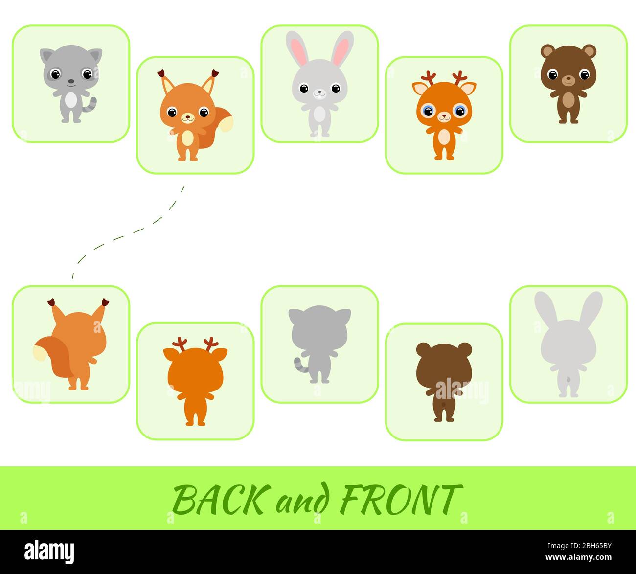 Matching educational game for children. Find the back and front cartoon  animals. Educational activity for preschool years kids and toddlers Stock  Vector Image & Art - Alamy