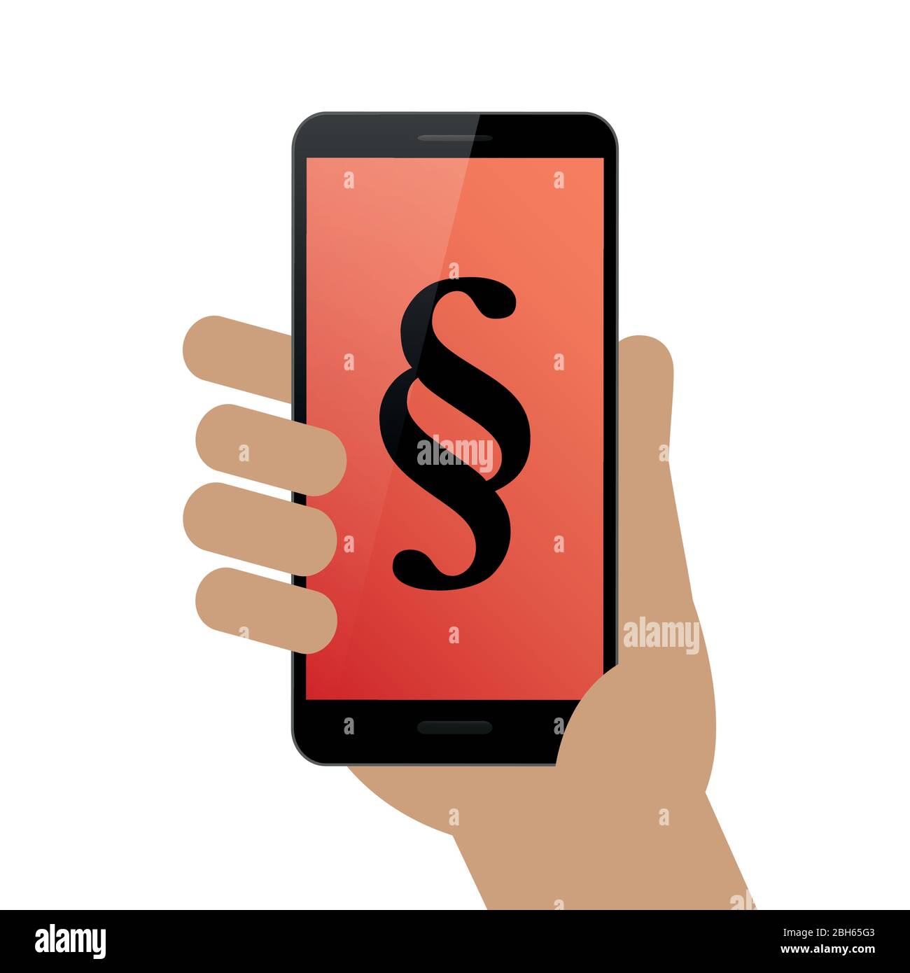 humans hand hold smartphone with paragraph symbol vector illustration EPS10 Stock Vector