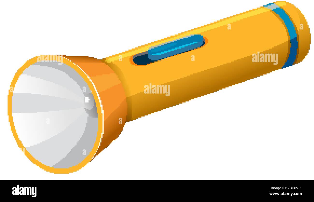 Flashlight in yellow color on white background illustration Stock