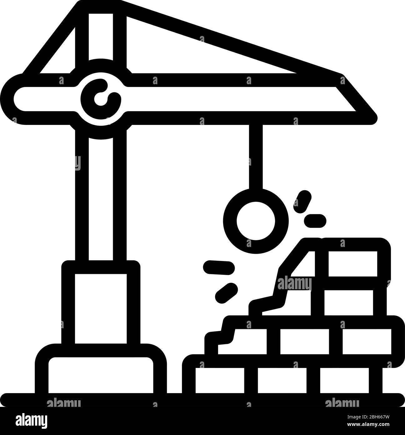 Destruction crane icon, outline style Stock Vector