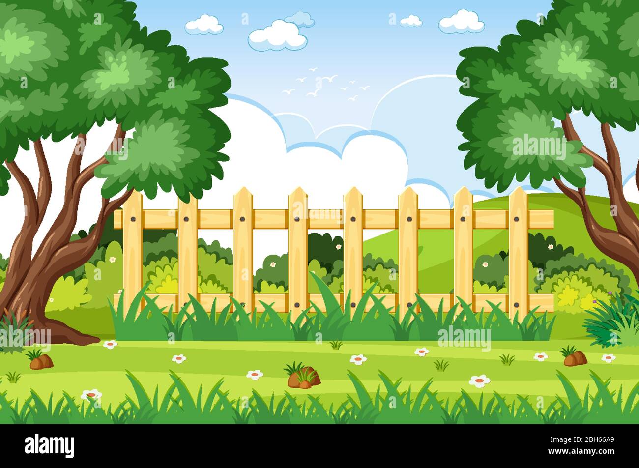 Background scene with trees in the park illustration Stock Vector Image ...
