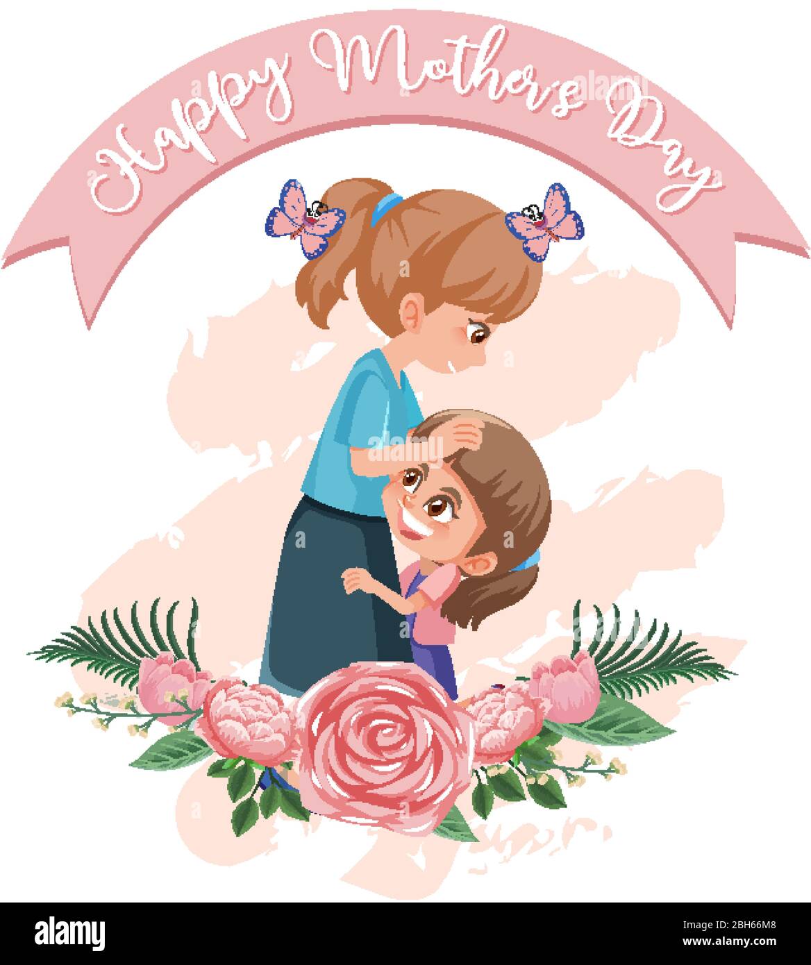 Template design for happy mother's day with mom and daughter ...