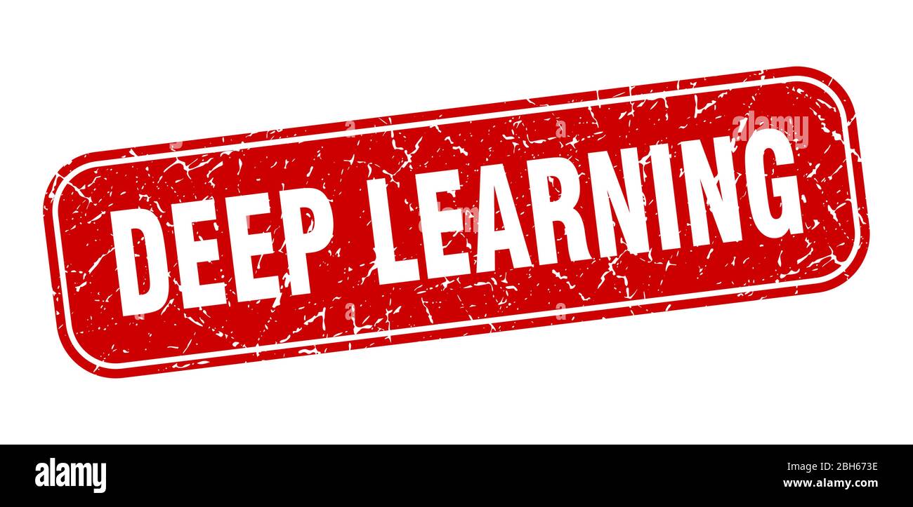 deep learning stamp. deep learning square grungy red sign Stock Vector