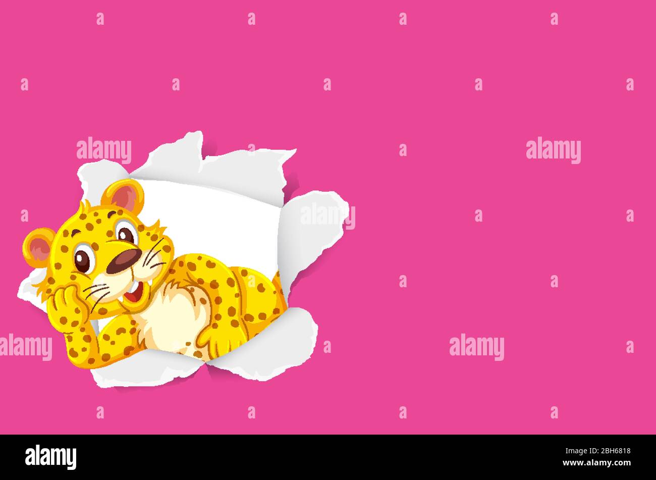 Background template design with wild tiger on pink paper illustration ...