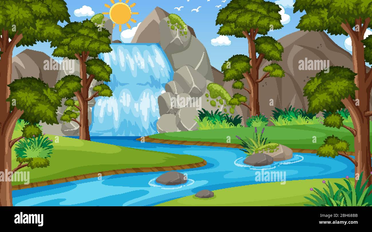 Background scene with many trees in the park illustration Stock Vector ...