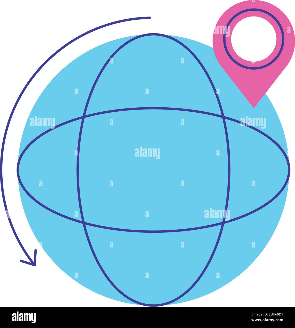 sphere earth with pin location flat style Stock Vector Image