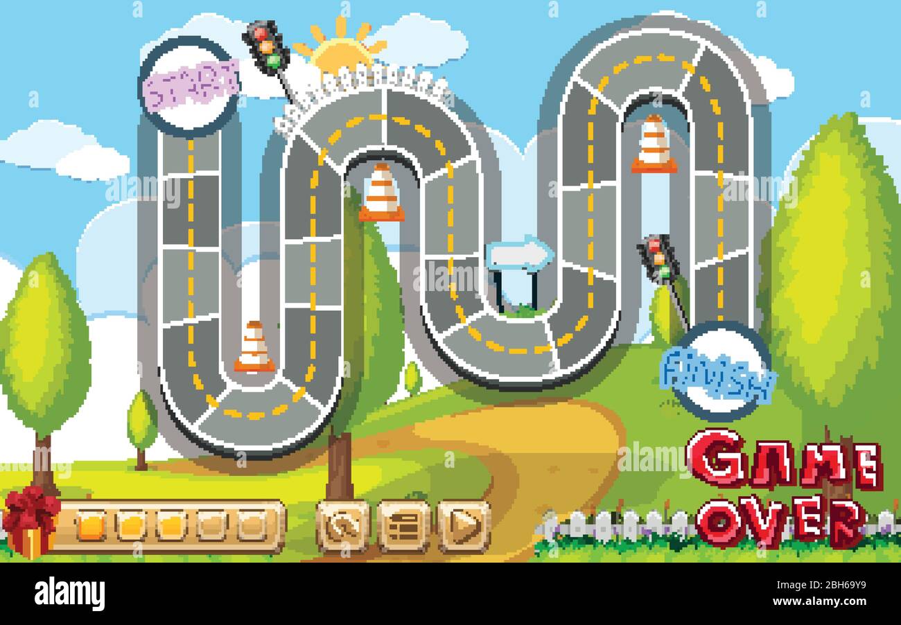 Boardgame template with road in the park background illustration Stock Vector Image &amp; Art - Alamy