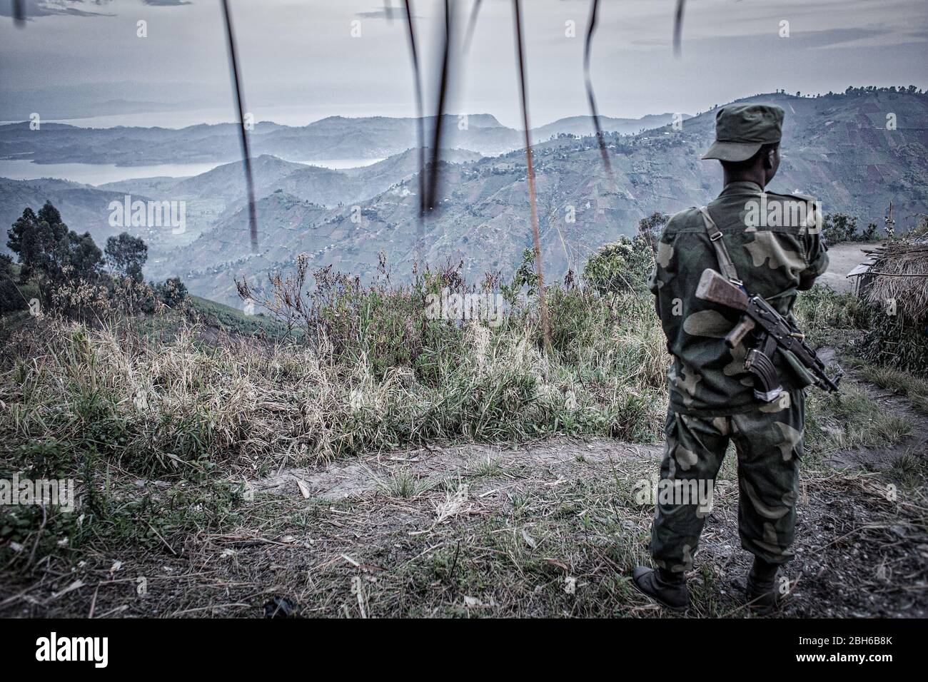 Coltan illegal mining in Democratic Republic of Congo, Africa. Nyatura