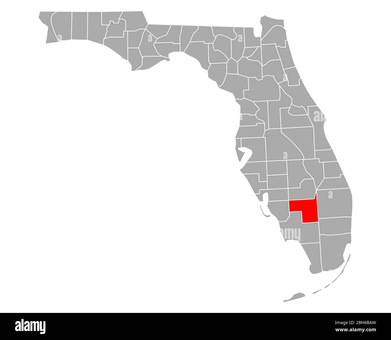 Hendry county hi res stock photography - Map Of Hendry In Florida 2BH6BAW