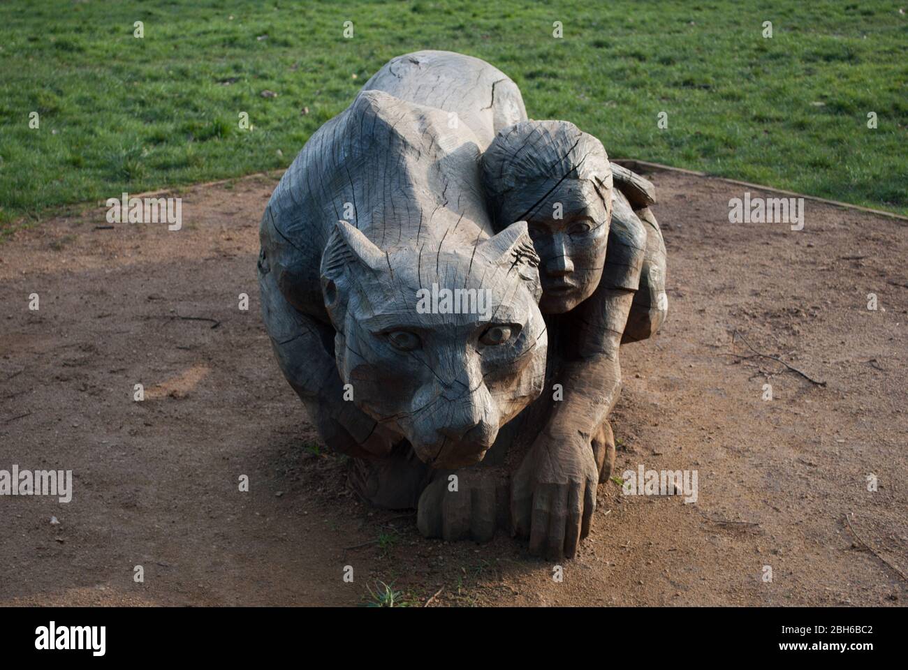 Carved Wooden Sculptures Wood Sculpture Gallery Garden Regent's Park Road, London NW1 4NU Stock