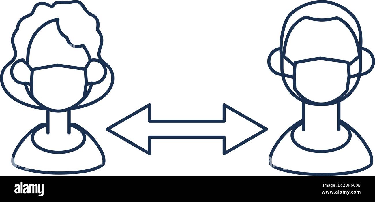 people keep distance sign , line style icon vector illustration design ...