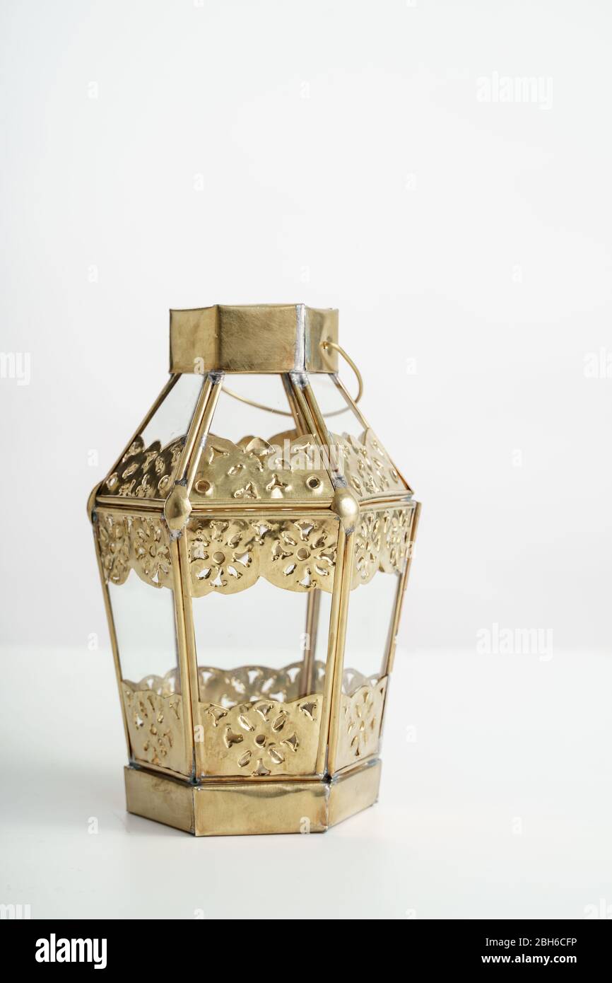 Ramadan lantern with beautiful pattern over white background Stock Photo