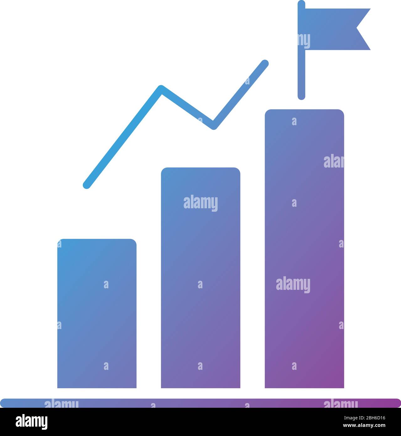 statistics bars and flag silhouette style icon Stock Vector