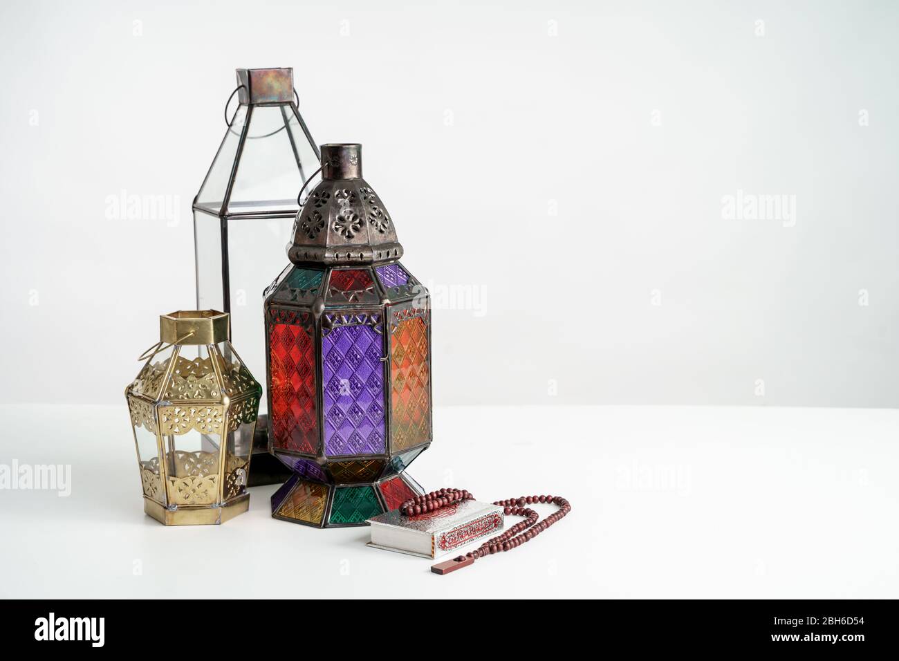 set of Lanterns together for Ramadan and Eid over white Stock Photo