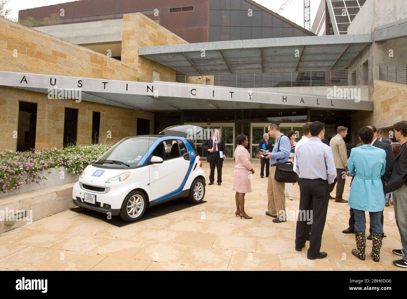 Austin, Texas USA, March 26, 2009: A SmartforTwo car at Austin City Hall at the announcement of a car-sharing service to the city sponsored by Daimler Corp. of Germany.   ©Bob Daemmrich Stock Photo