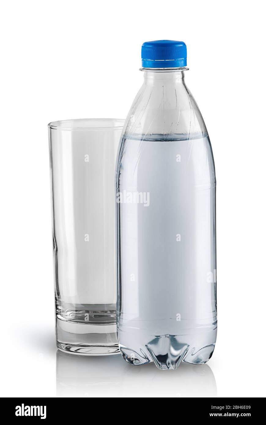 Empty glass and plastic bottle Stock Photo