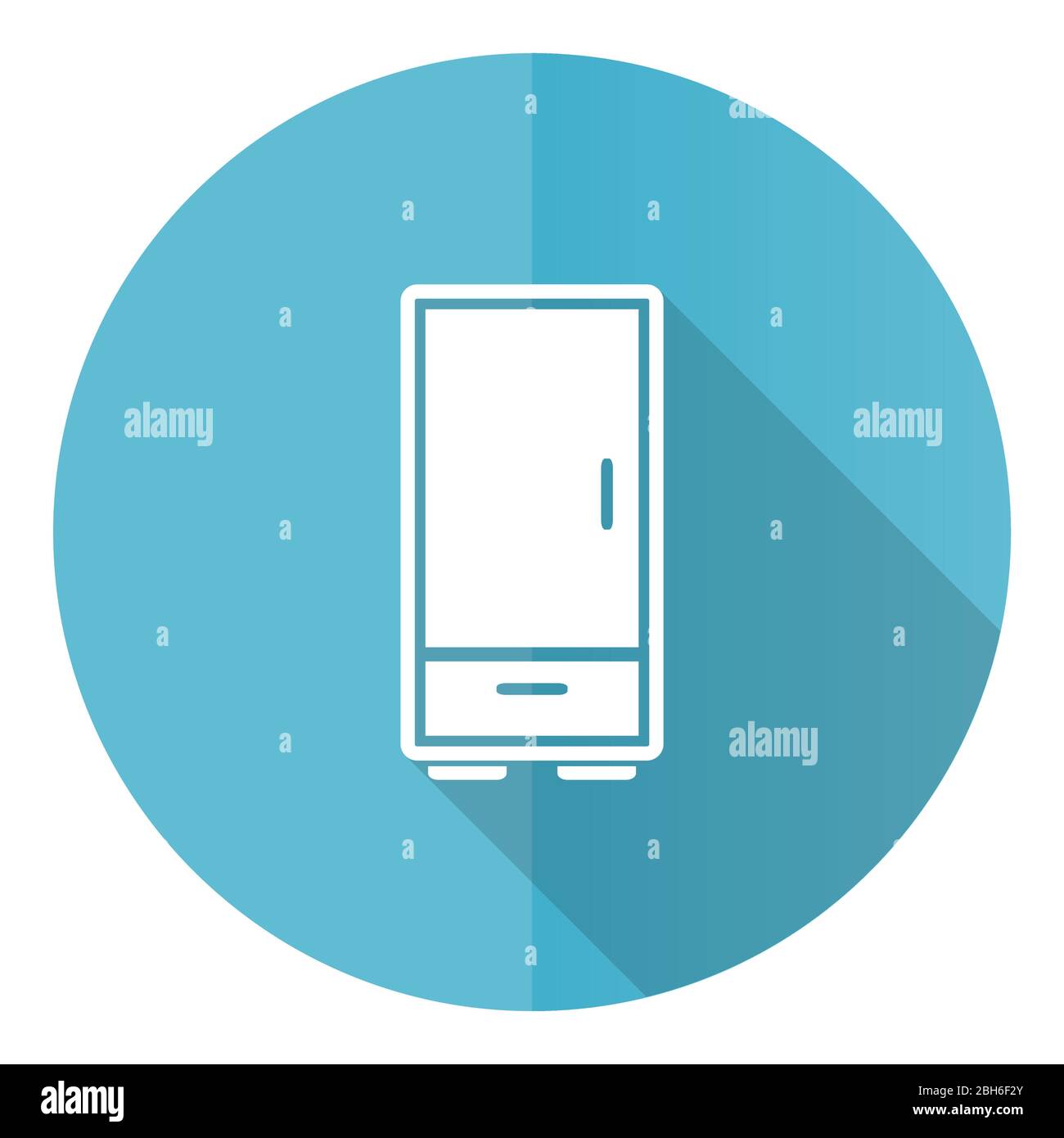 Wardrobe blue round flat design vector icon isolated on white ...