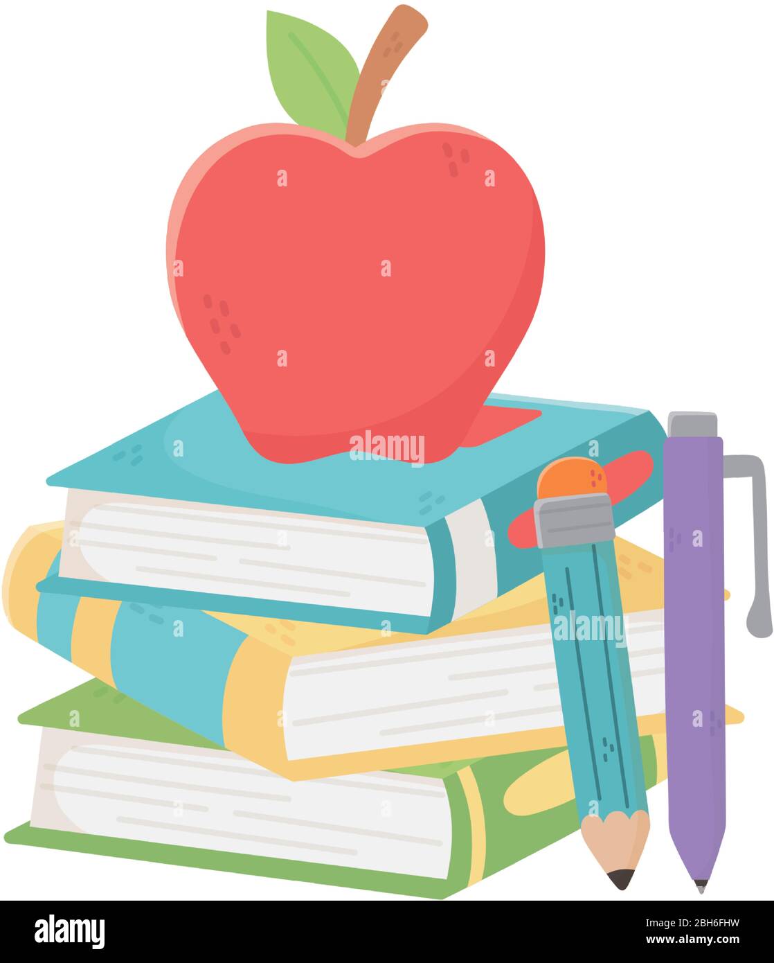 School books pencils and apple design, Eduaction class lesson knowledge ...
