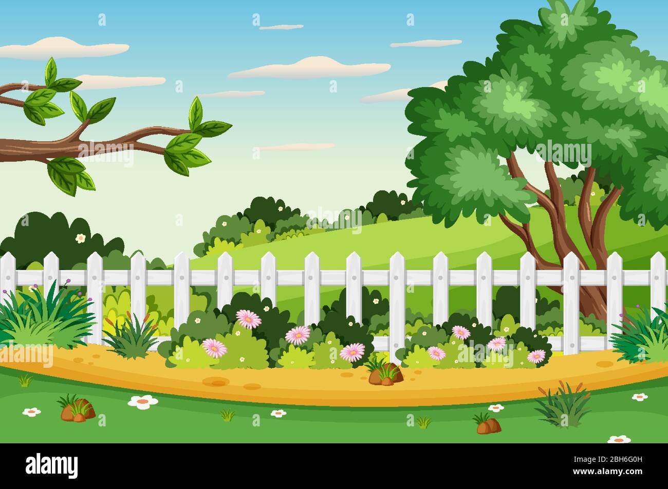 Background scene with trees in the park illustration Stock Vector Image ...