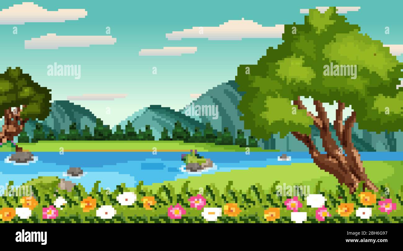 Background scene with many trees in the park illustration Stock Vector ...