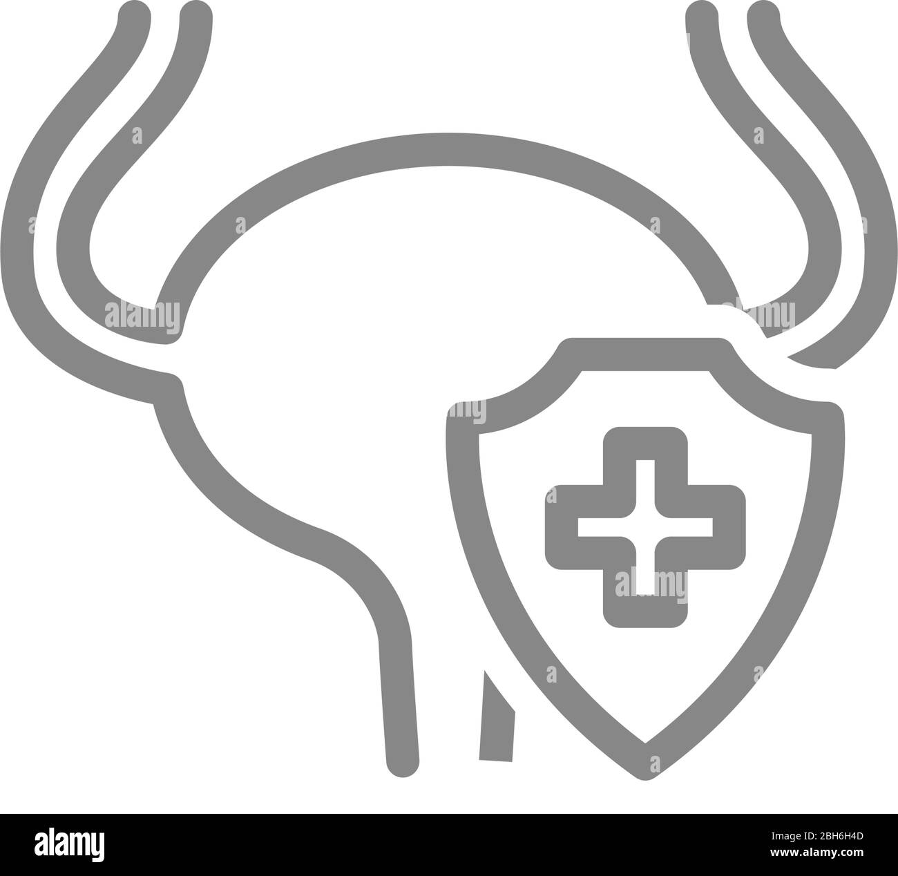 Protected urinary bladder line icon. First aid for human organ, system ...