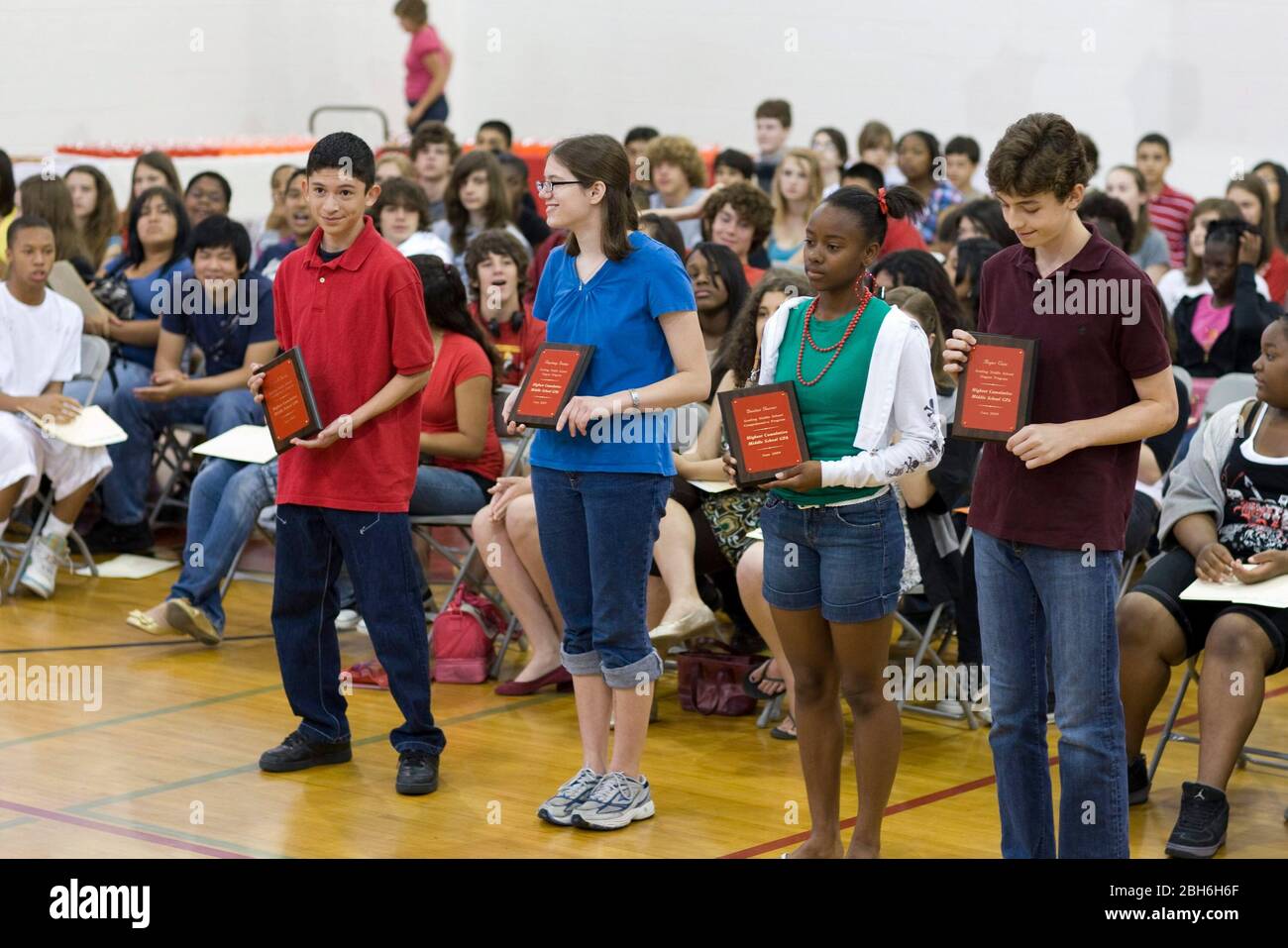 Austin, Texas USA, June 2 2009: Eighth grade academic awards ceremony for outstanding students at Kealing Middle School at the end of the school year. ©Bob Daemmrich Stock Photo