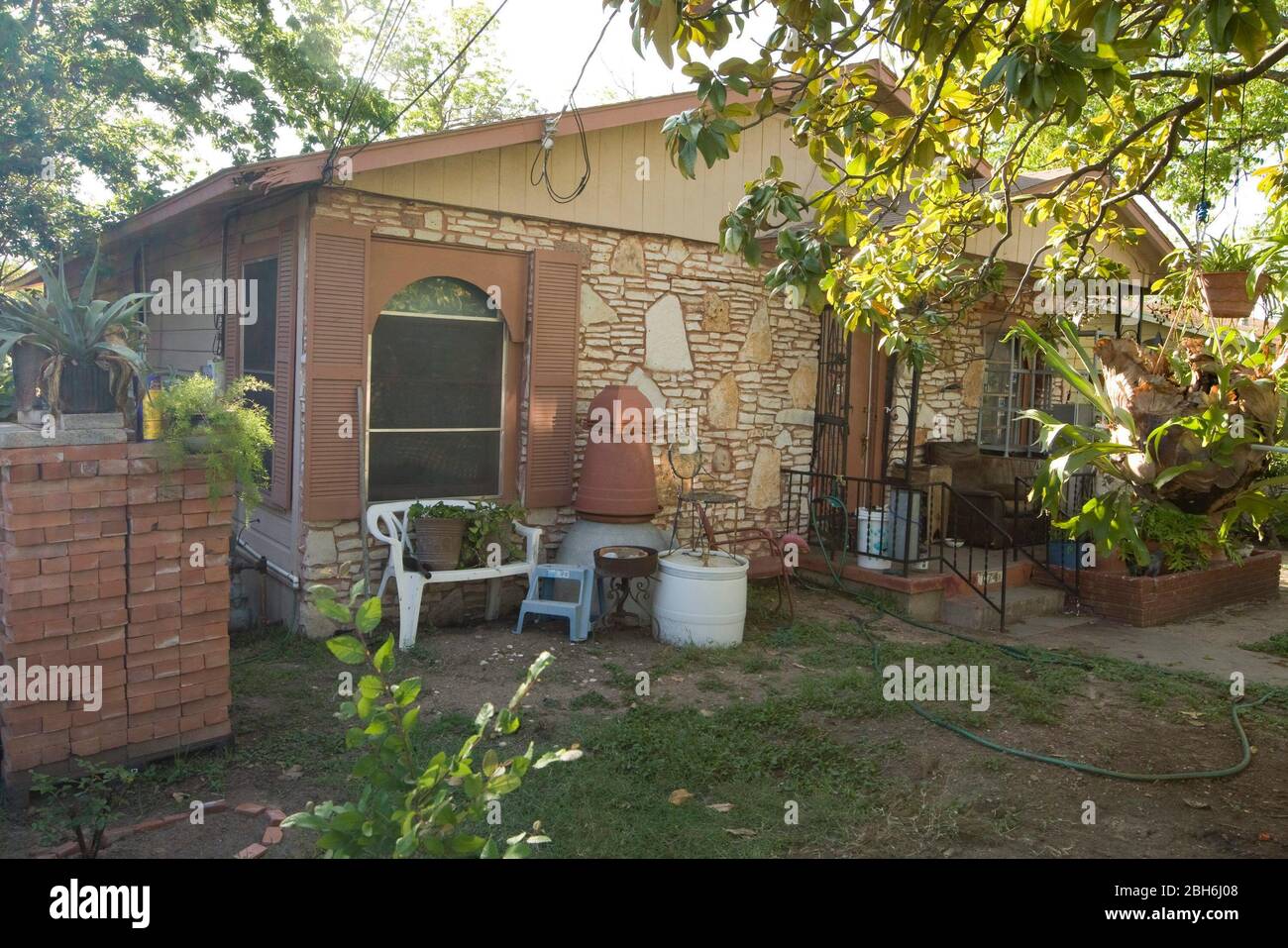 Austin, TX April 21, 2009: House at 1174 Graham St. that was involved in mortgage scams by Cornelius Robinson and his associates who were convicted and sent to prison in 2008.    ©Bob Daemmrich Stock Photo