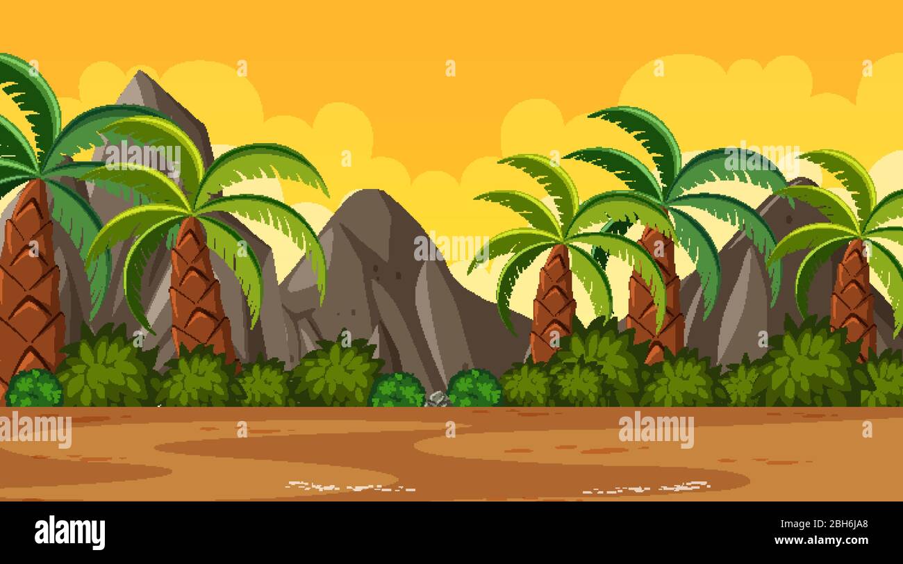 Background scene with many trees in the park illustration Stock Vector ...