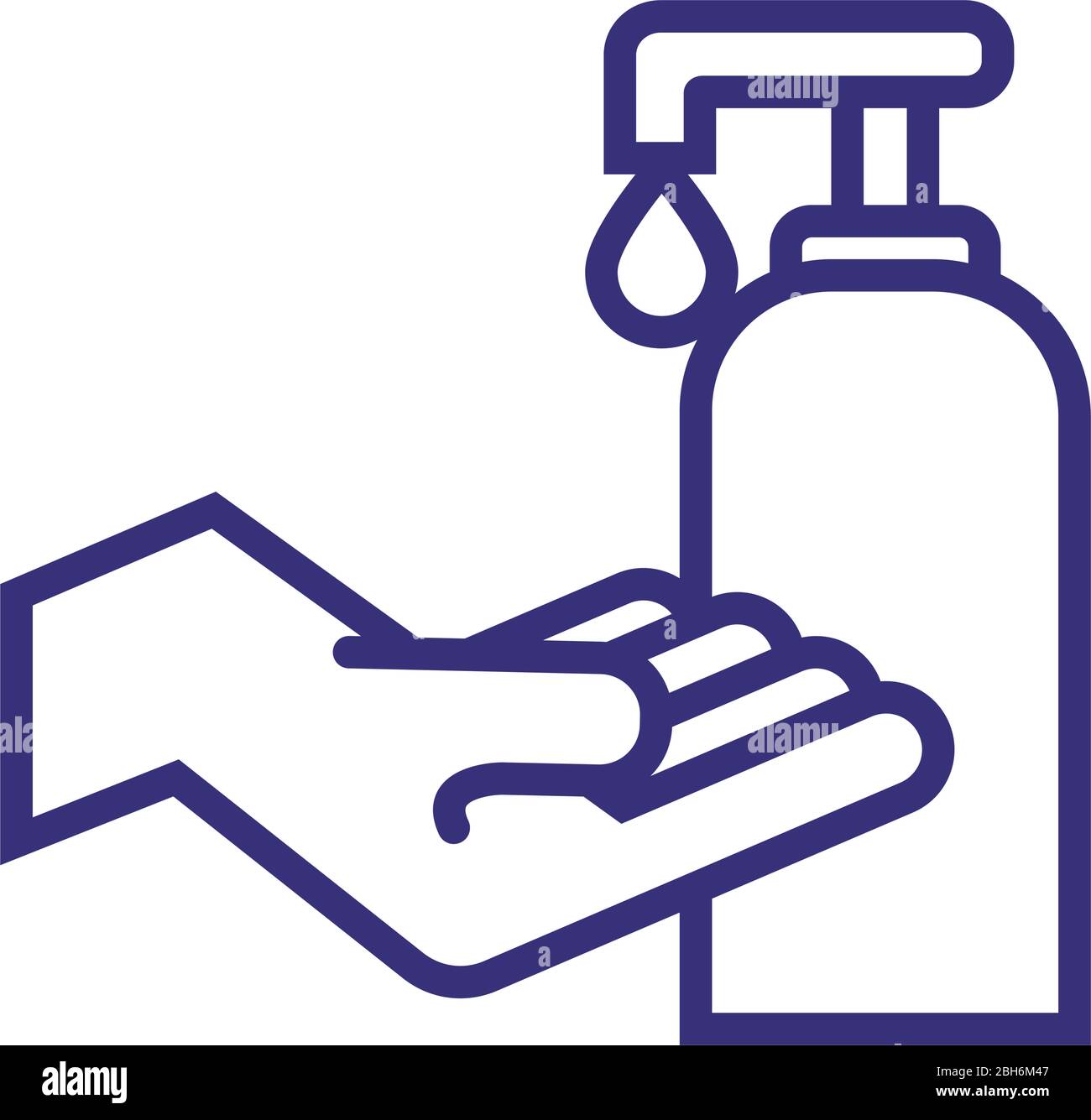 hand washing using antibacterial soap bottle line style Stock Vector ...