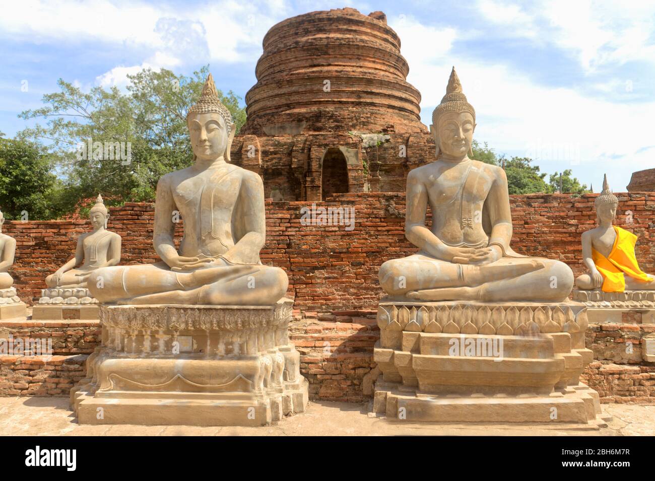 Buddha Statues in Ayuttaya  the ancient city and former capital of Siam, present day Thailand, Destroyed in a battle with Burma in 1767 Stock Photo