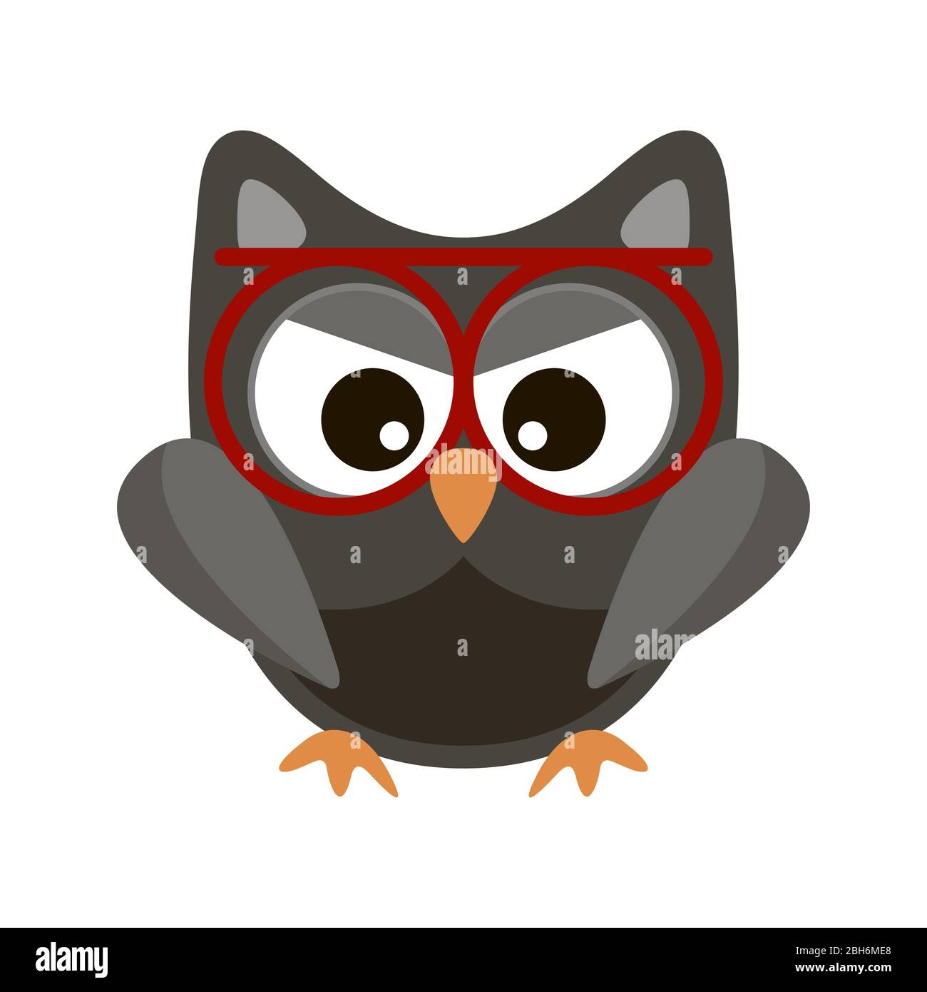 Owl funny stylized icon symbol brown colors Stock Vector