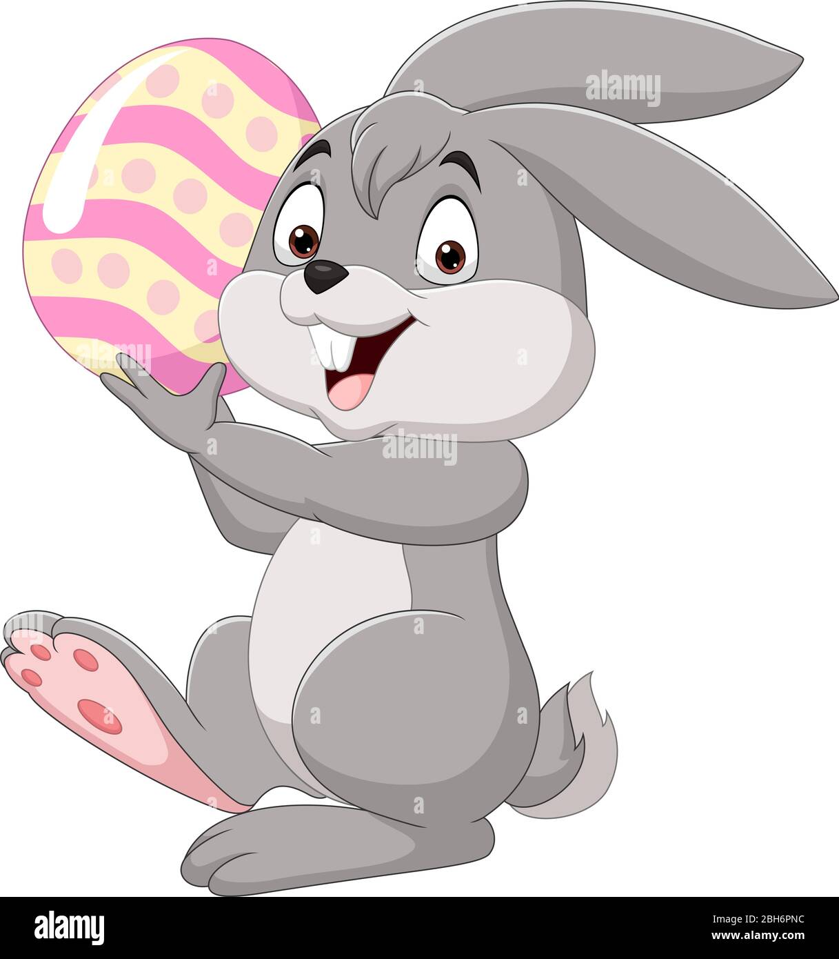 Cartoon little bunny holding Easter egg Stock Vector Image & Art - Alamy