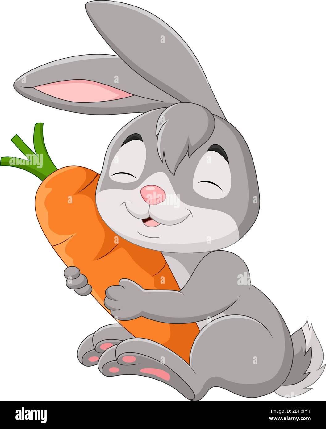 Cartoon rabbit holding a carrot Stock Vector