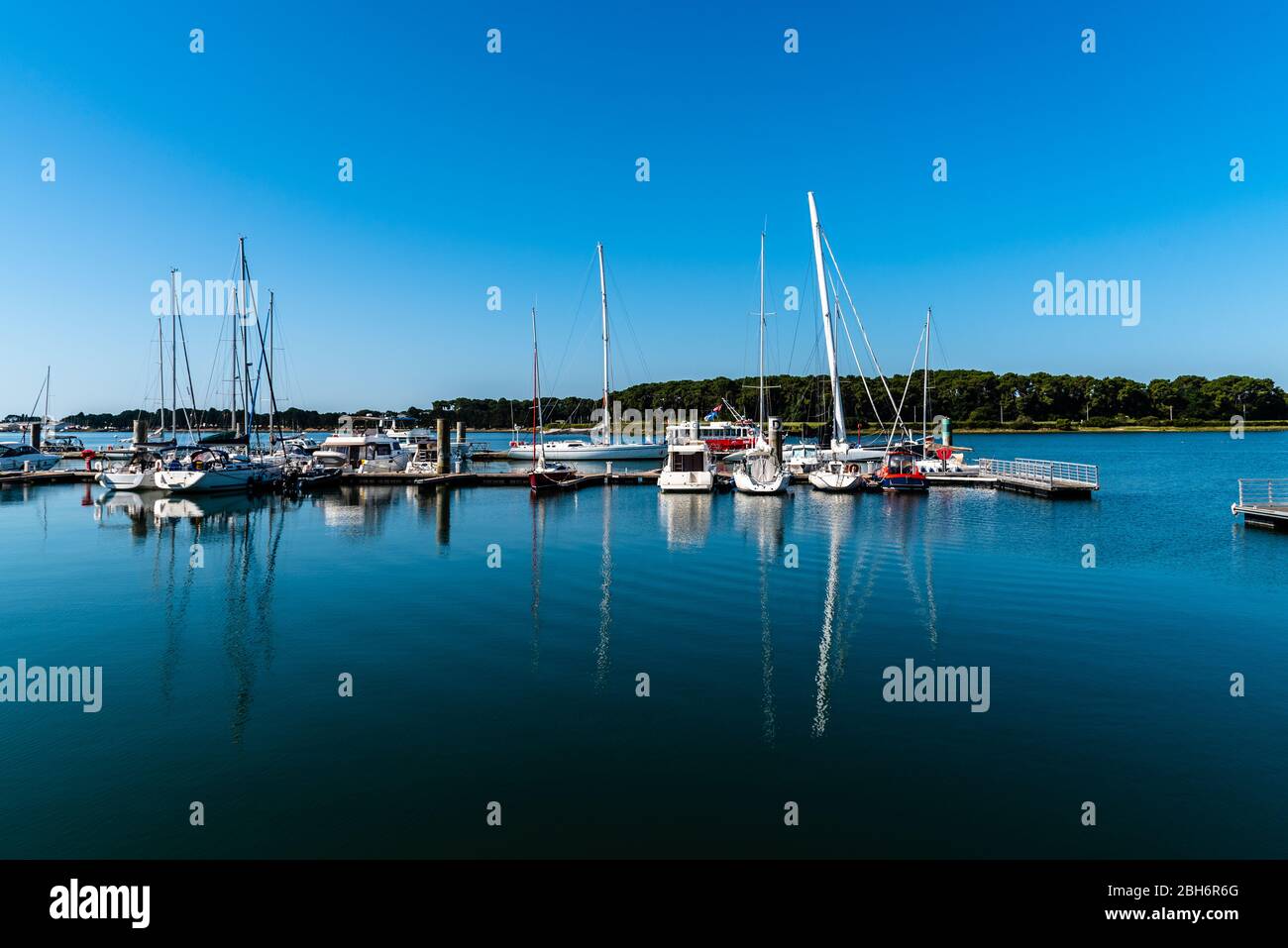 Boats and yachts moored in the sport port of Keroman, the old German U