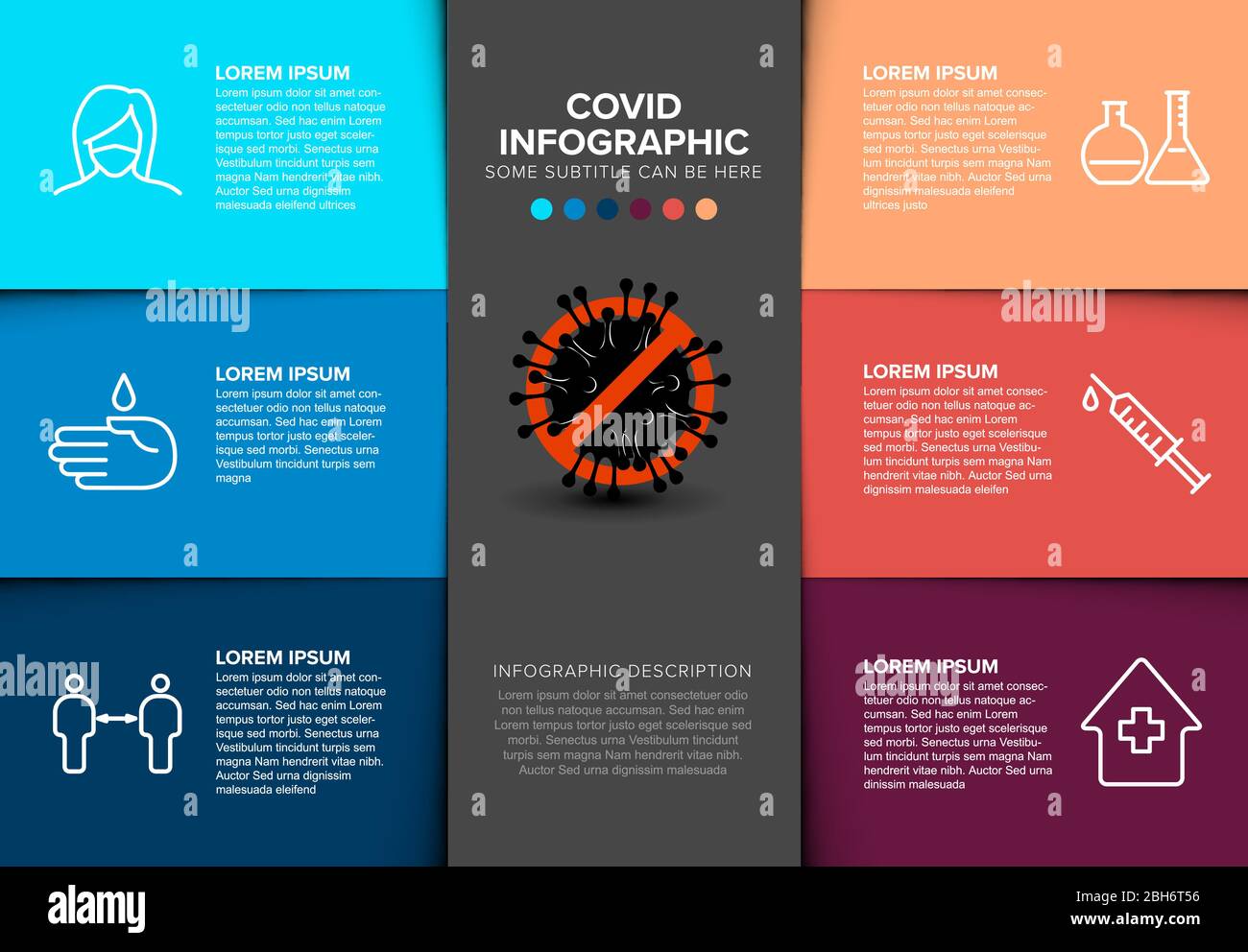 Coronavirus prevention infographic template - mask, people distance ...