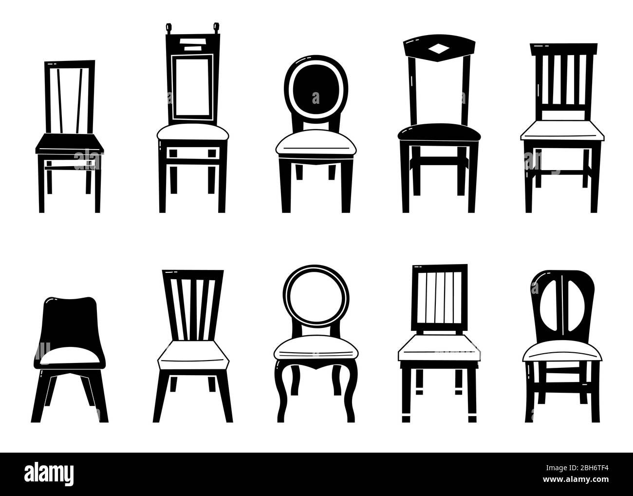 Chair Set Vector Desk Chairs Furniture Different Types Stock Vector Image Art Alamy