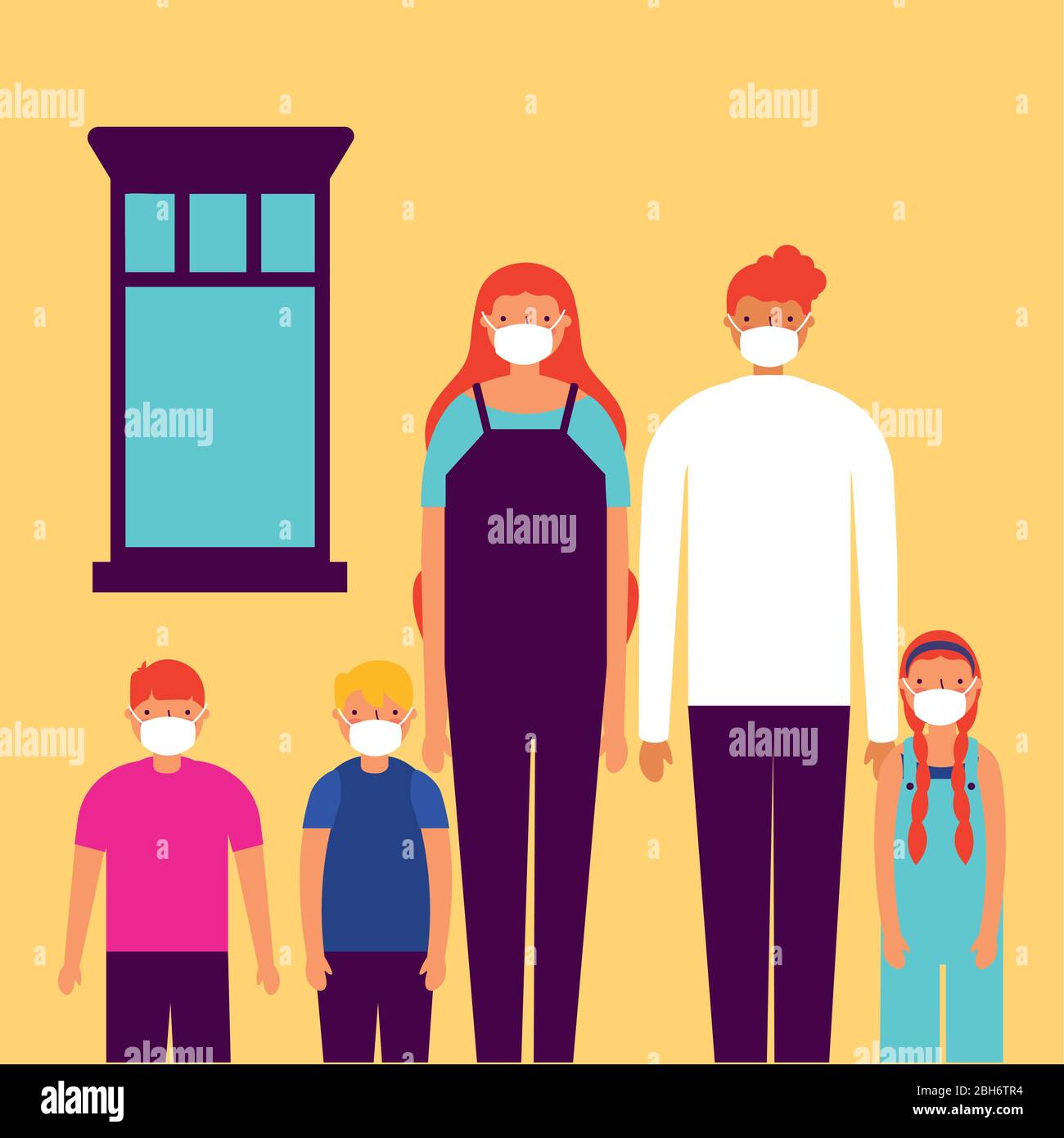 family using face masks for covid19 Stock Vector Image & Art - Alamy