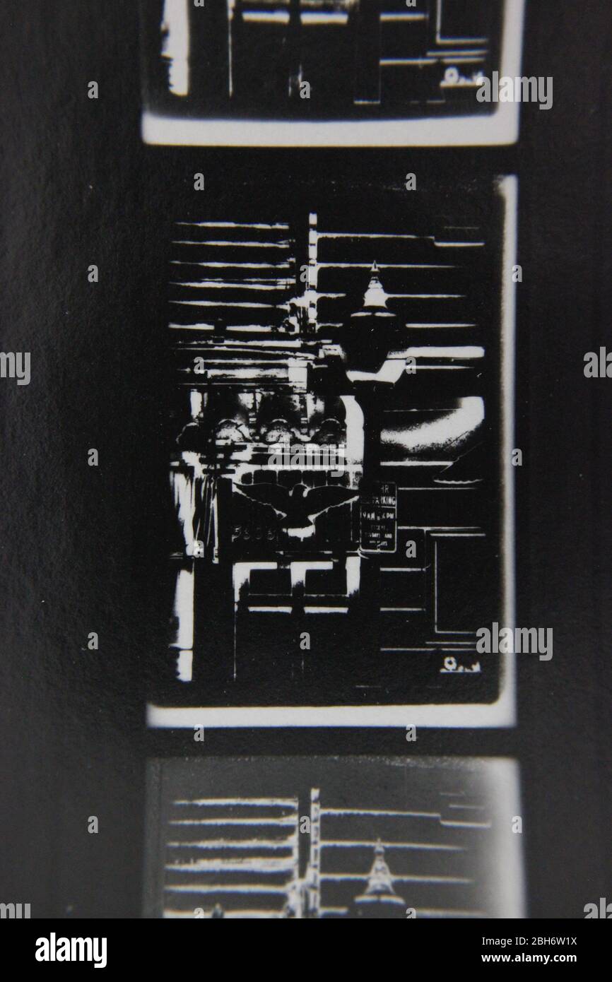 Fine 70s vintage extreme high contrast contact print photography of a ...