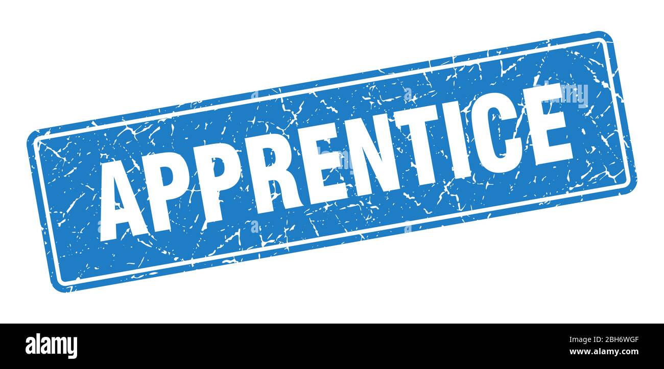 apprentice stamp. apprentice vintage blue label. Sign Stock Vector