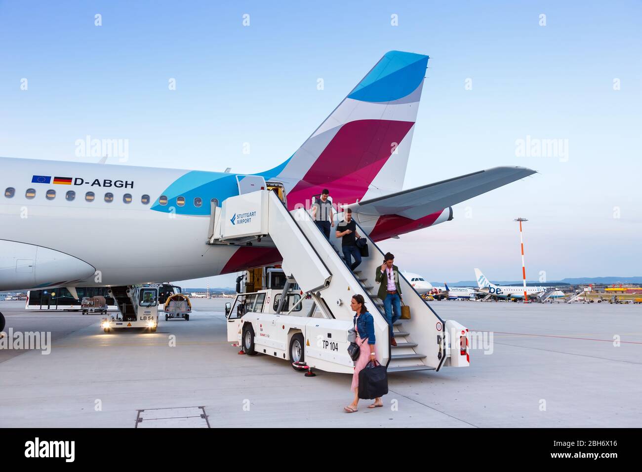 Stuttgart, Germany – July 10, 2019: Eurowings Airbus A319 airplane at Stuttgart airport (STR) in Germany. Stock Photo
