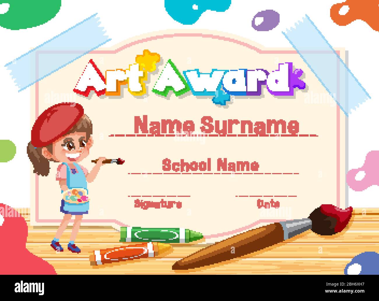 Certificate template for art award with kid painting in background illustration Stock Vector Image & Art - Alamy certificate-template-for-art-award-with-kid-painting-in-background-illustration-stock-vector-image-art-alamy