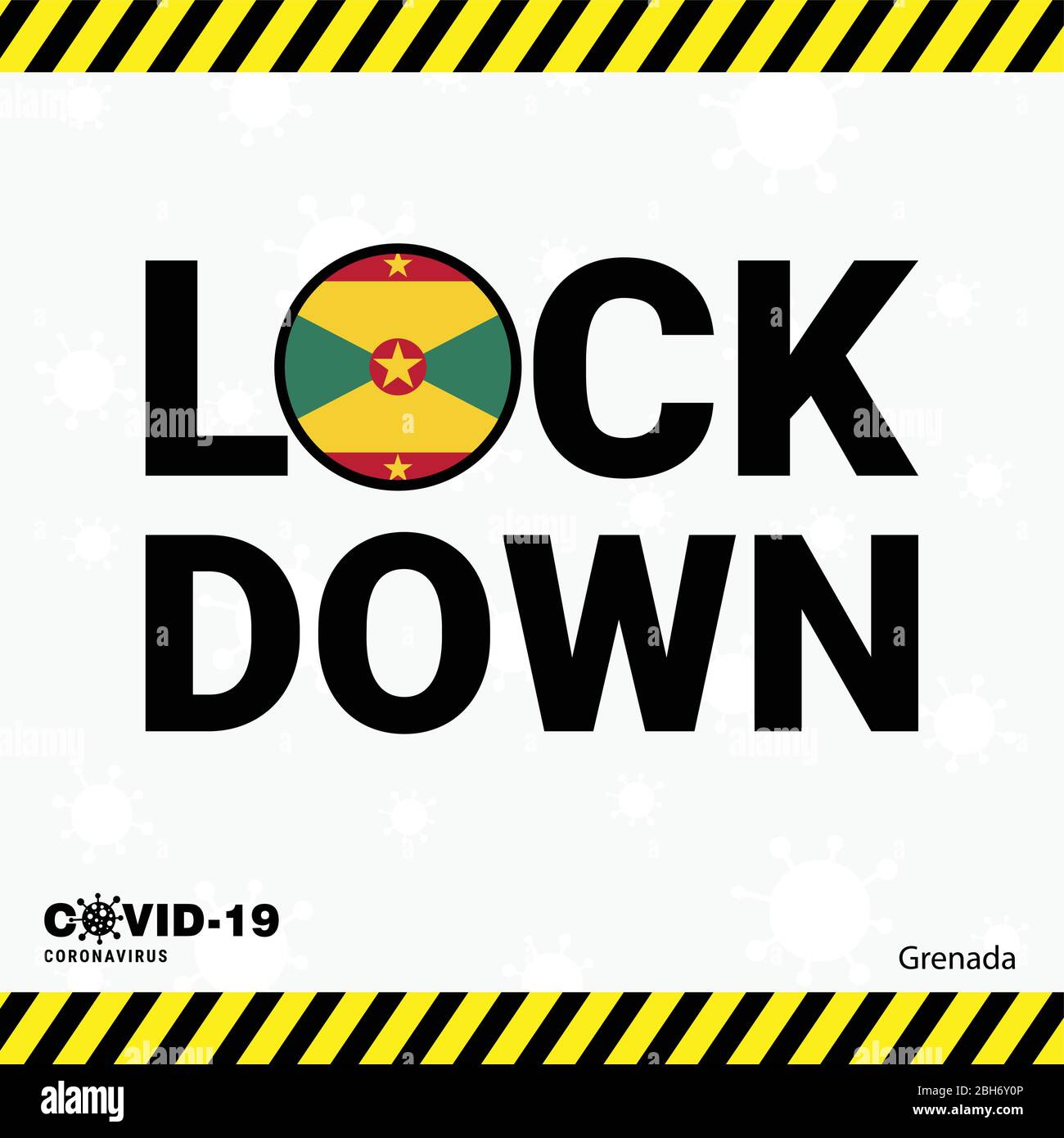 Coronavirus Grenada Lock DOwn Typography with country flag. Coronavirus pandemic Lock Down Design Stock Vector