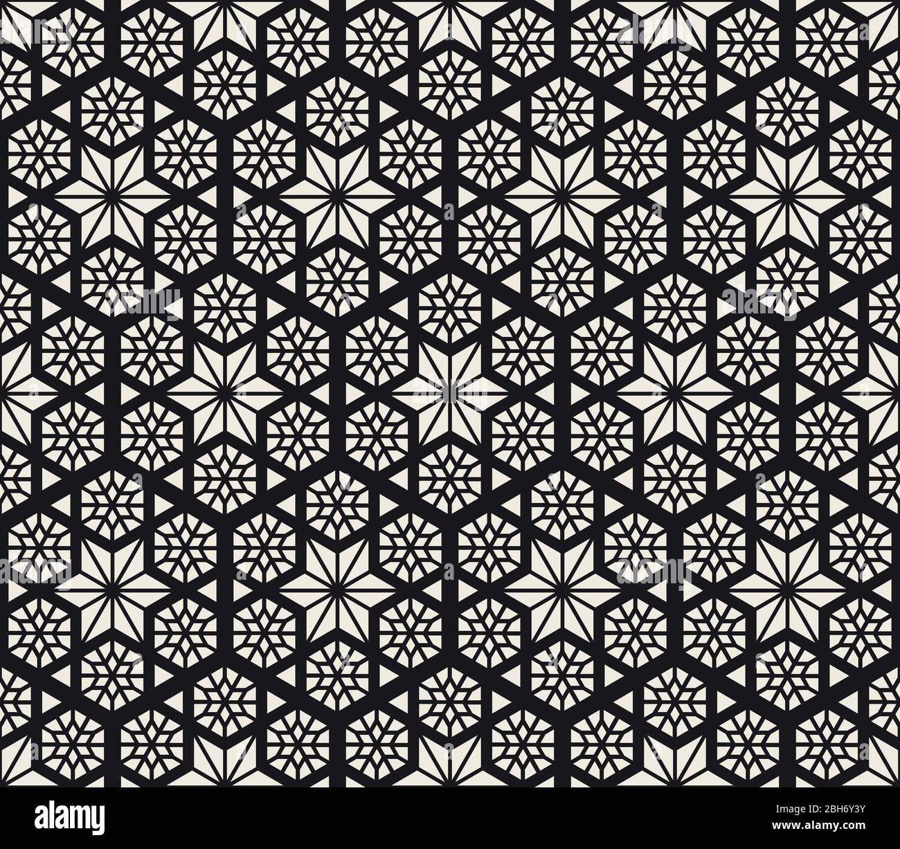 Vector seamless abstract pattern. Modern stylish striped lattice texture. Repeating geometric tiles with hexagonal elements. Stock Vector