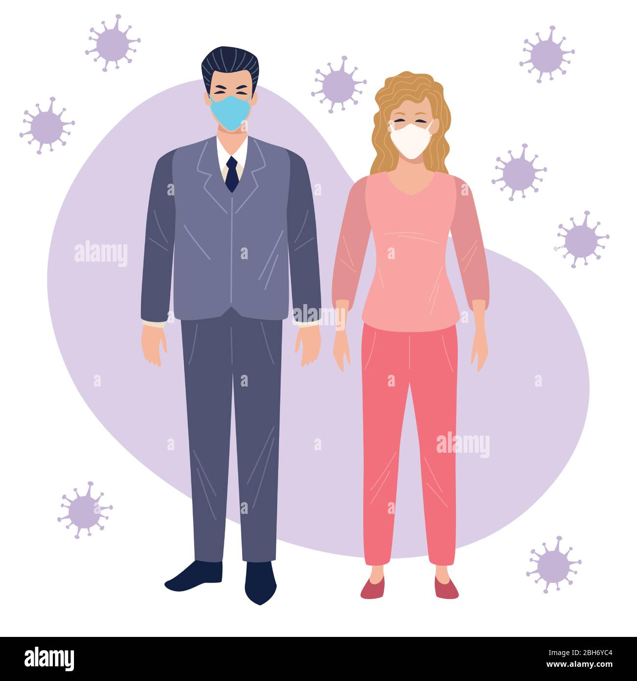 couple using face masks characters Stock Vector Image & Art - Alamy