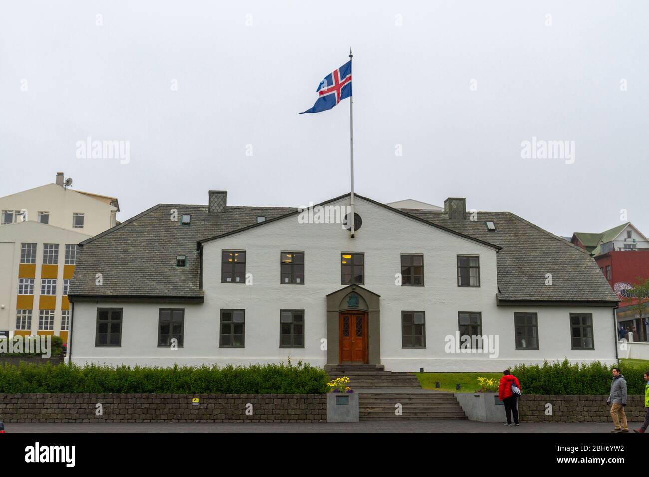 The Iceland Prime Minister’s Office (Stjórnarráðið) on Lækjargata in Reykjavik, Iceland. Stock Photo