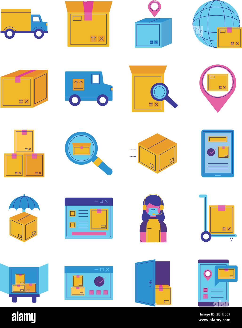 bundle of delivery service icons Stock Vector