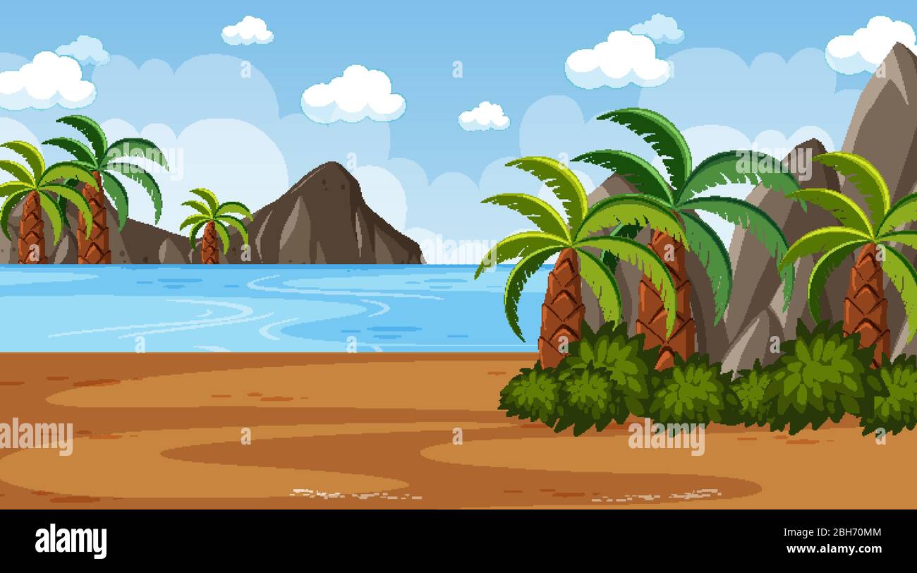 Background scene with many trees in the park illustration Stock Vector ...